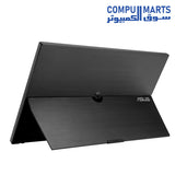 Side I/O ports of the ASUS ZenScreen MB16AHVE including USB-C and Mini HDMI connections