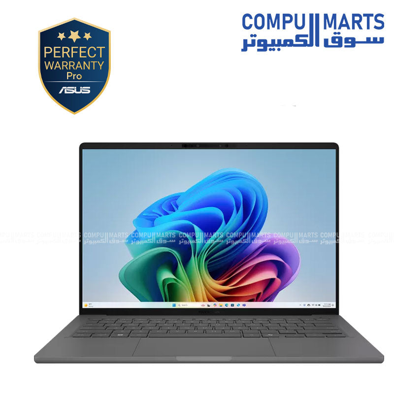 ASUS Zenbook A14 UX3407QA-QD155W Laptop 14-inch WUXGA OLED Snapdragon X X1 26 100 16GB LPDDR5X 512GB PCIe 4.0 SSD Windows 11 Home Iceland Gray