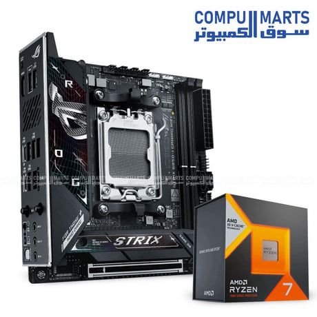 ASUS ROG STRIX B850-I + Ryzen 7 7800X3D – Mini-ITX Motherboard + CPU – Compact Gaming Bundle

