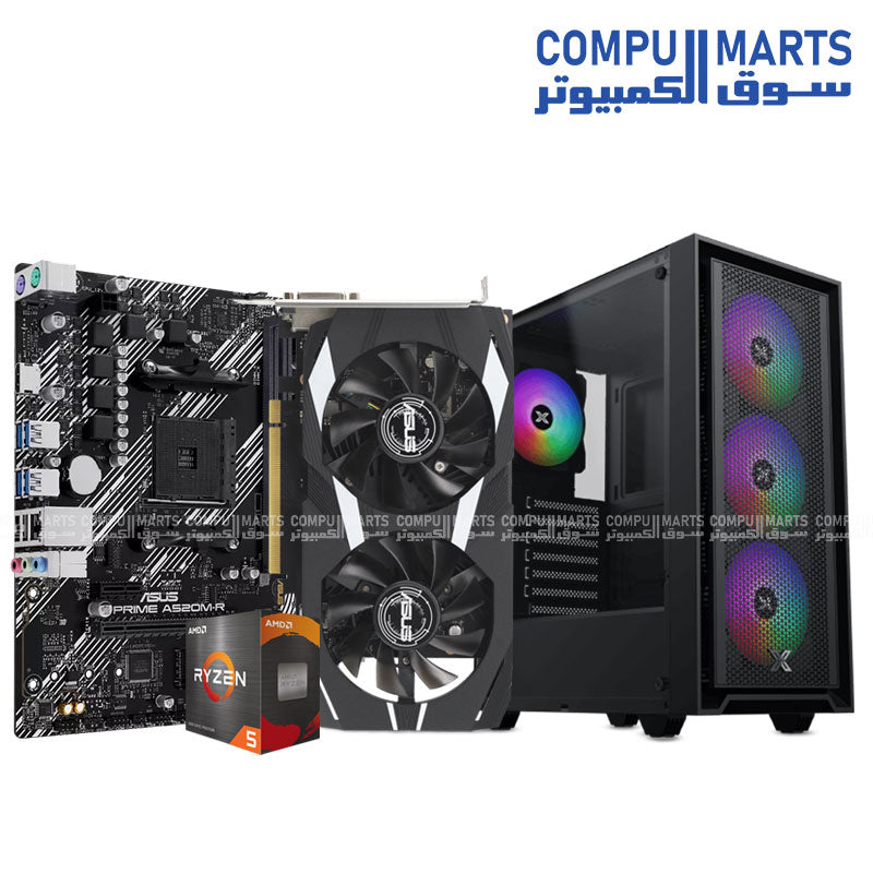 جهاز كمبيوتر للألعاب بمعالج Ryzen 5 5500 وبطاقة رسومات RTX 3050 بسعة 6 جيجابايت - أفضل جهاز كمبيوتر للألعاب بميزانية محدودة لعام 2025