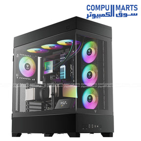 GAMDIAS ATLAS P1 Mid Tower Gaming Case – Tempered Glass – ARGB Fans – ATX / Micro-ATX / Mini-ITX – USB Type-C