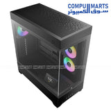 GAMDIAS ATLAS P1 Mid Tower Gaming Case – Tempered Glass – ARGB Fans – ATX / Micro-ATX / Mini-ITX – USB Type-C