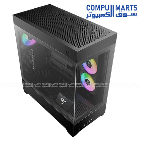 GAMDIAS ATLAS P1 Mid Tower Gaming Case – Tempered Glass – ARGB Fans – ATX / Micro-ATX / Mini-ITX – USB Type-C