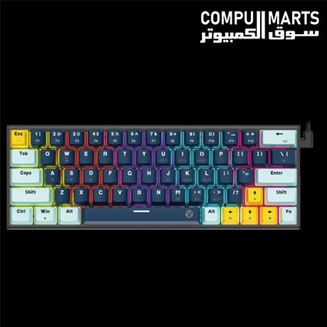 Fantech ATOM 63 V2 compact 60 percent mechanical keyboard with detachable Type-C cable and RGB lighting