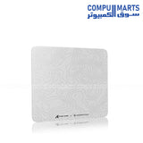ATTACK SHARK CM05 Glass Gaming Mouse Pad 17.7x15.7 Inch 450x400mm Nano-Textured Surface 9H Hard Tempered Glass Non-Slip PU Base White Black Contour
