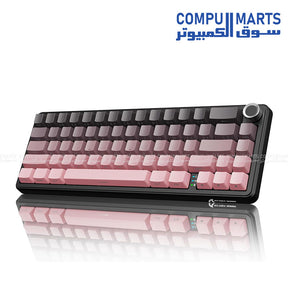 ATTACK SHARK X66 Wireless Mechanical Gaming Keyboard with Knob featuring Tri Mode connectivity, RGB backlighting, hot swappable custom Strawberry switches, OEM Profile PBT keycaps, and Cheese White finish available in Egypt