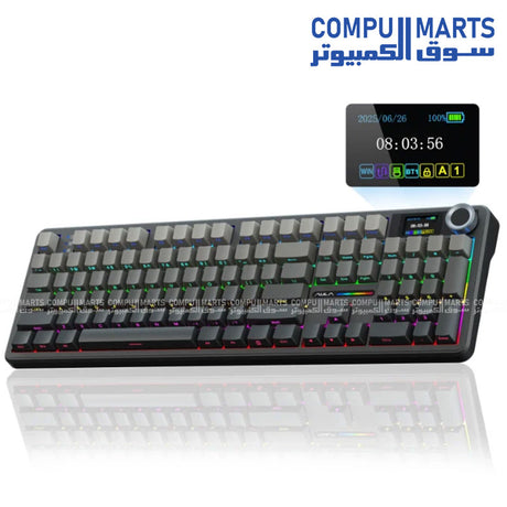 AULA F108 Pro full size wireless mechanical keyboard with RGB lighting and metal control knob
