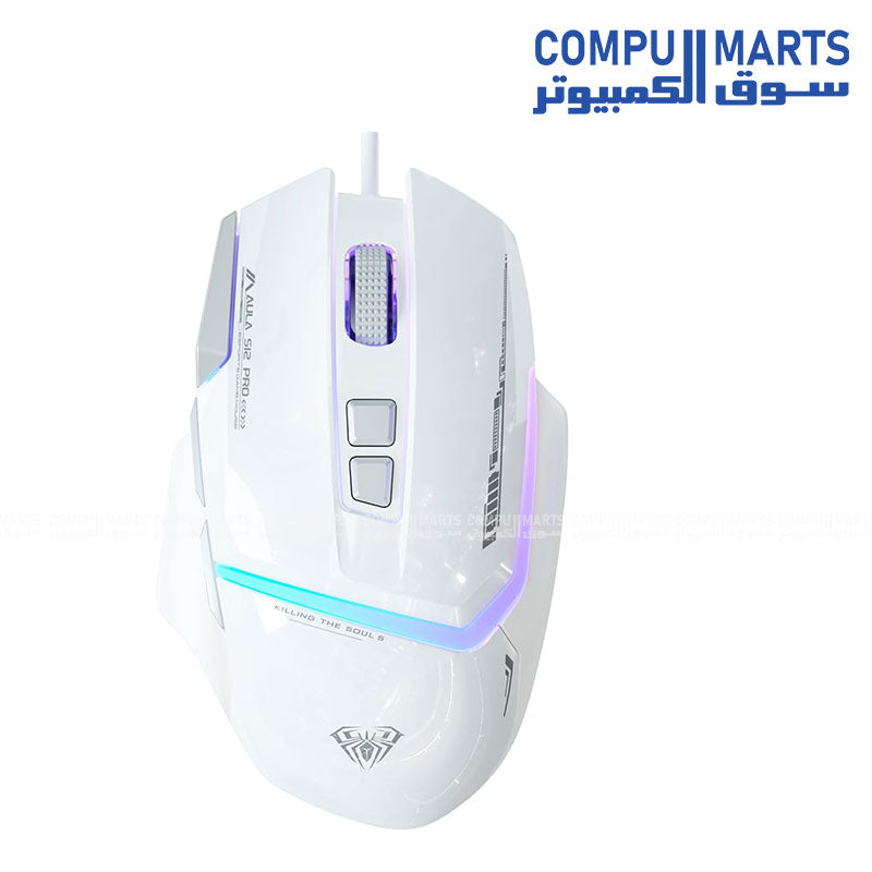 Featuring 12800 DPI Optical Sensor and 1000Hz Polling Rate, the AULA S12PRO gaming mouse for gaming mouse Egypt searches