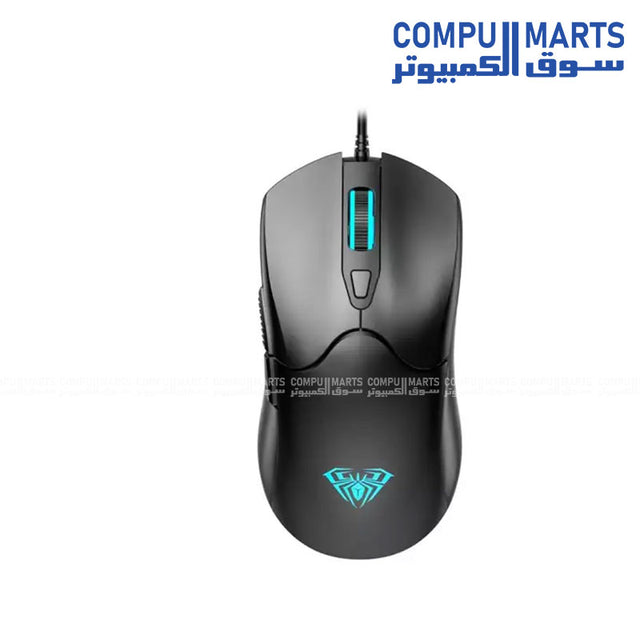AULA S13 Gaming Mouse wired USB optical mouse with DPI 1200/1800/2400/3600, 6 programmable buttons, 7-color Rainbow RGB, and Windows macOS Linux compatibility
