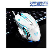 Gaming, FPS, MOBA, and office use AULA S20 mouse with Optical Sensor, Wired USB connection, and 6 Macro Buttons in White and Black