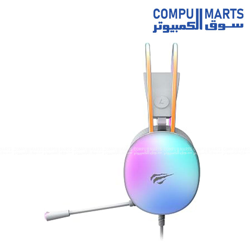 HAVIT H2037D GAME NOTE White wired RGB gaming headphones with built-in microphone