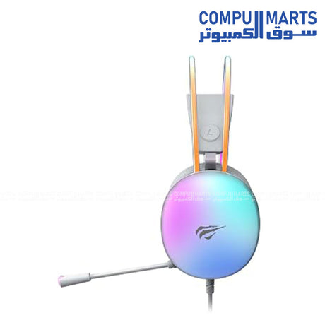 HAVIT H2037D GAME NOTE White wired RGB gaming headphones with built-in microphone