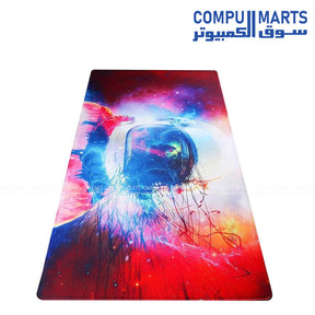 Abstract Astronaut 70x30cm extended gaming mouse pad with smooth surface and non slip rubber base for keyboard and mouse setup