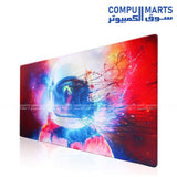 Abstract Astronaut 70x30cm extended gaming mouse pad with smooth surface and non slip rubber base for keyboard and mouse setup