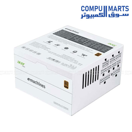 Acer AC-750 750W PSU with Black/White Flat Modular Cables