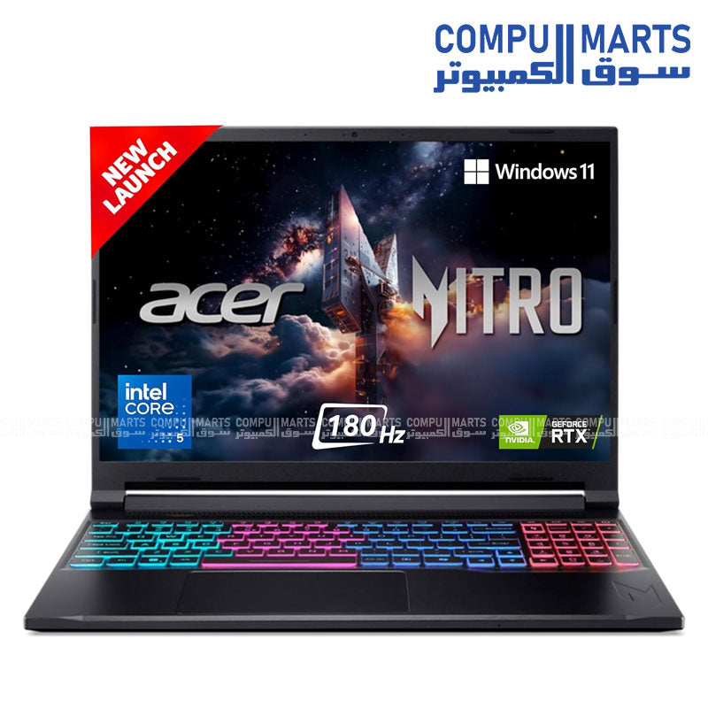 Acer Nitro V 16S ANV16S-71 gaming laptop Core 5 RTX 5050 16 inch 180Hz display Obsidian Black