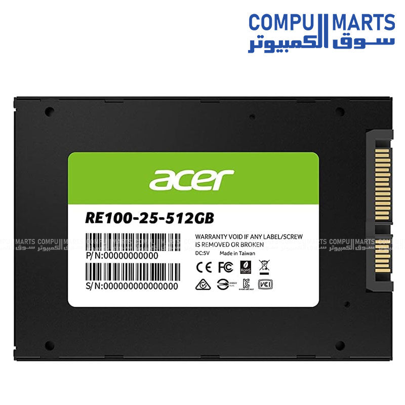 ACER RE100-25-512GB – SATA SSD – ACER – 512GB 3D TLC Solid State Drive