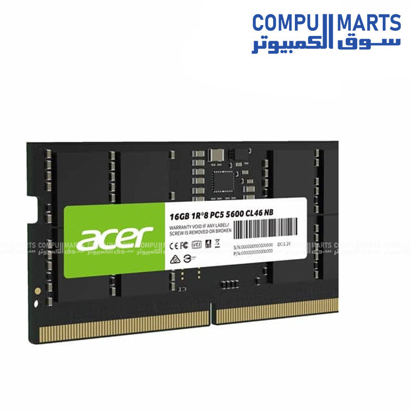Acer SD200 16GB DDR5 5600MHz CL46 262-Pin SO-DIMM Laptop Memory Module