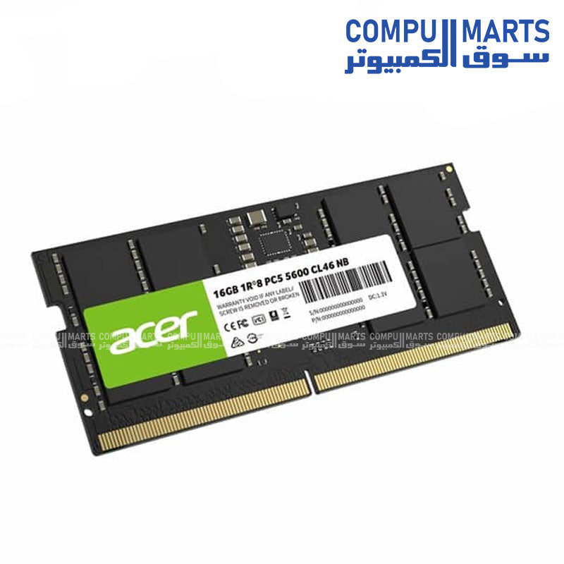 Acer SD200 16GB DDR5 5600 MT/s CL46 SO-DIMM laptop memory