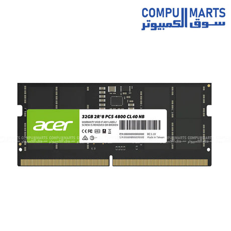 Acer SD200 32GB DDR5 4800MHz CL40 2Rx8 SO-DIMM laptop memory