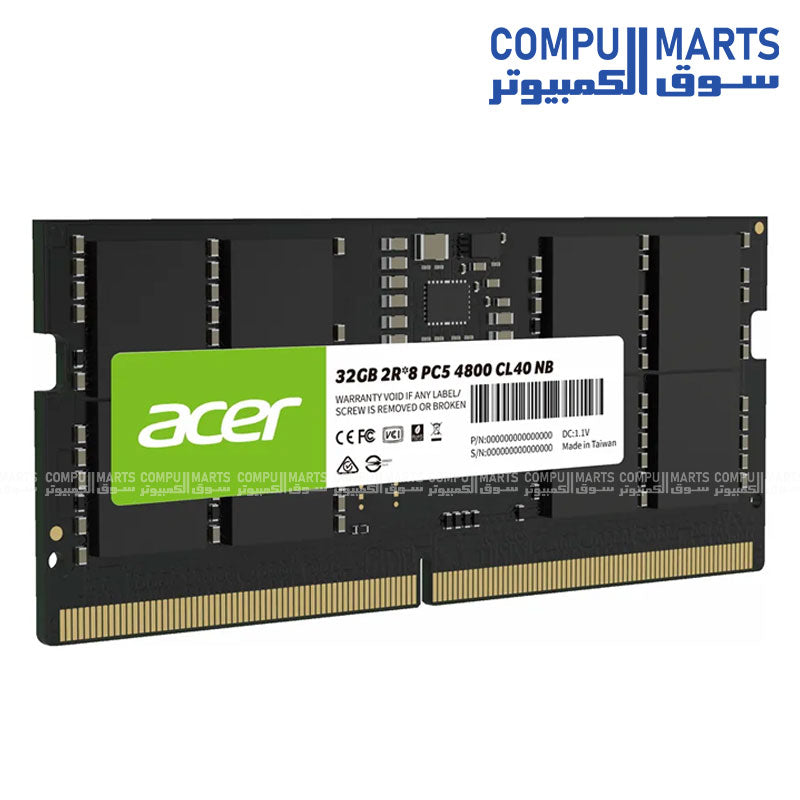 Acer SD200 32GB DDR5 4800MHz CL40 2Rx8 SO-DIMM laptop memory
