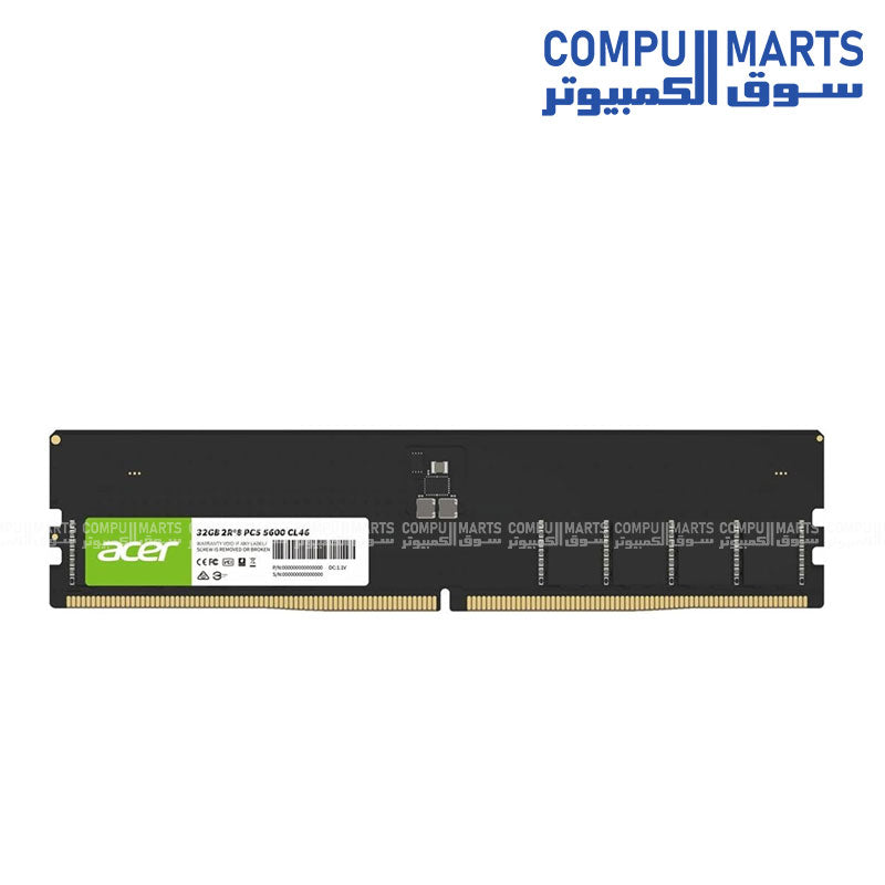 Acer UD200 32GB DDR5 5600MHz CL46 288pin 1.1V UDIMM Desktop Memory