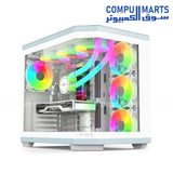 Acer V950W Mid Tower ATX ARGB Gaming PC Case in White front and side perspective available at Compumarts Egypt