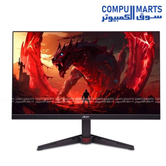 Acer VG240Y W3bmiipx 23.8 Inch Full HD IPS gaming monitor front view with anti-glare flat panel screen