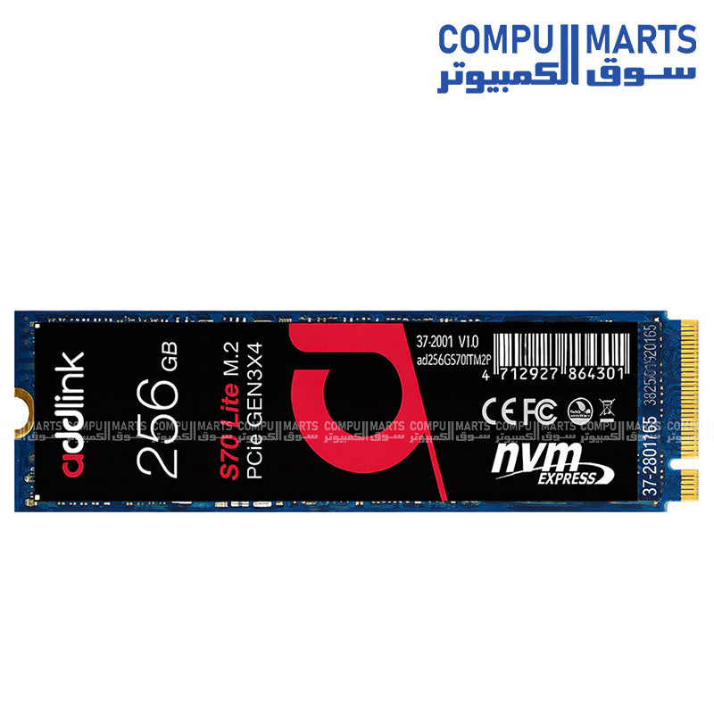Addlink S70 Lite 256GB NVMe PCIe Gen3 M.2 SSD high speed storage