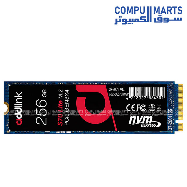 Addlink S70 Lite 256GB NVMe PCIe Gen3 M.2 SSD high speed storage
