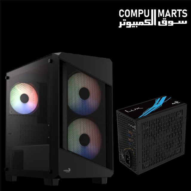 Aerocool B312F Flow ARGB Case with LUX 550W 80 Plus Bronze PSU bundle