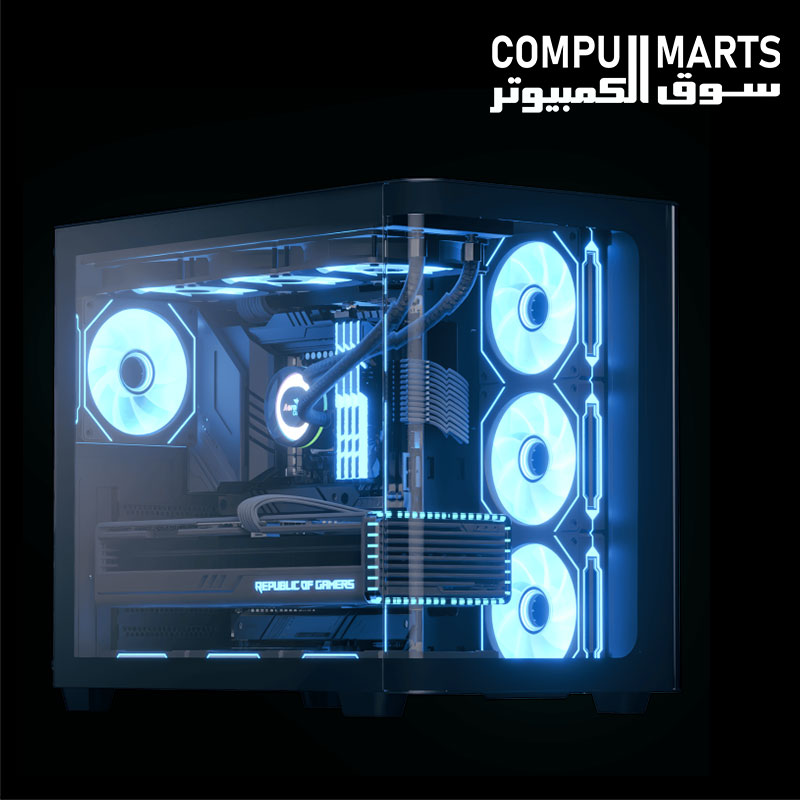 AeroCool P500C Black Mid-Tower PC Case with 750W 80 PLUS Bronze PSU, 4 ARGB Fans, 450mm GPU Clearance