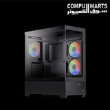 Aerocool P500D black PC case with three pre-installed ARGB fans and tempered glass panel