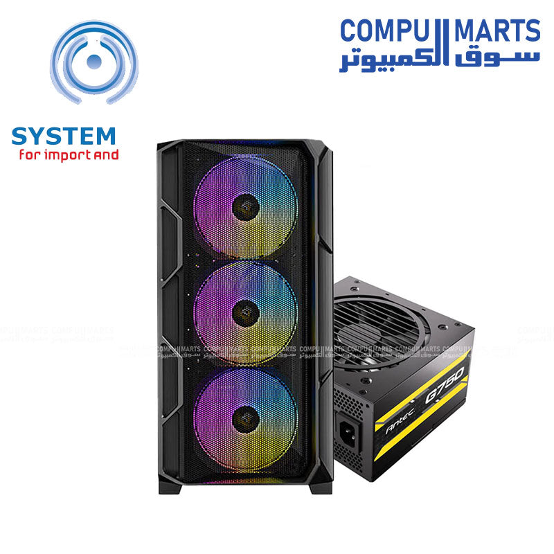 Antec AX1000 Lite ARGB Case + Atom G750 750W PSU – Gaming Case Bundle – Antec – 4x140mm ARGB Fans 80 Plus Gold Semi Modular