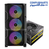 Antec AX1000 Lite ARGB Mid-Tower Case with 4×140mm ARGB Fans + Antec Atom G750 80+ Gold Semi-Modular PSU (5 Years Warranty)