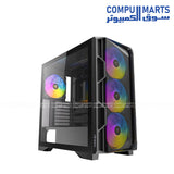 Antec AX1000 Lite gaming case with 4 ARGB fans and high-airflow mid-tower design