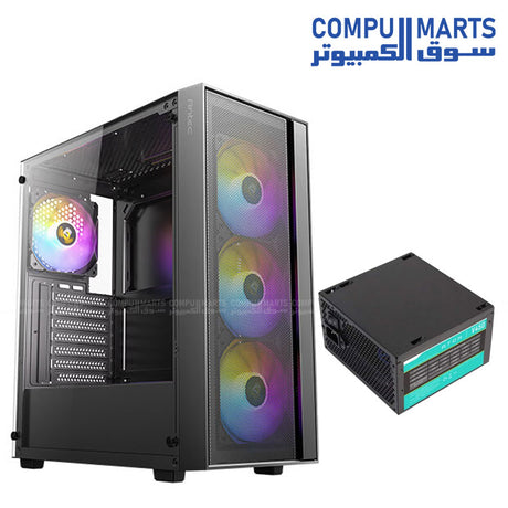 Antec AX65 gaming case with 4 ARGB fans and Atom V450 power supply