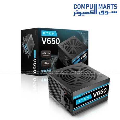 Antec Atom V650 650W Non-Modular Power Supply – High-Efficiency, Reliable PSU