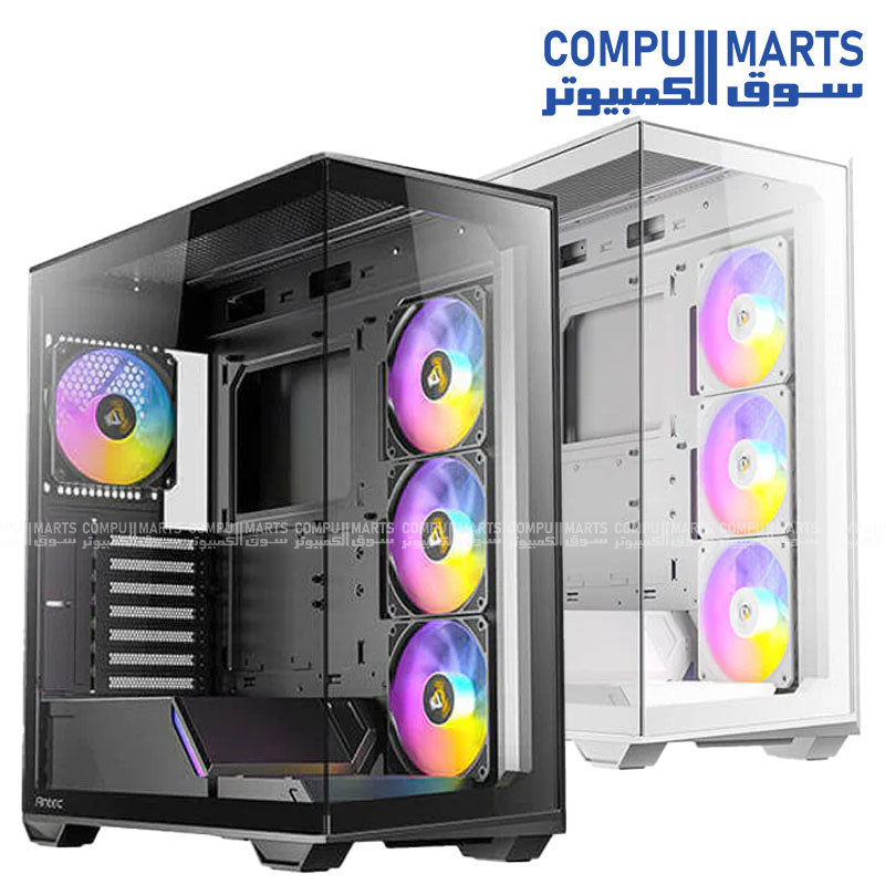 Antec C3 ARGB Mid-Tower ATX PC case with tempered glass side panel, 3 x 120mm ARGB front fans and 1 x 120mm rear fan included, optimized airflow, and liquid cooling support up to 360mm radiator