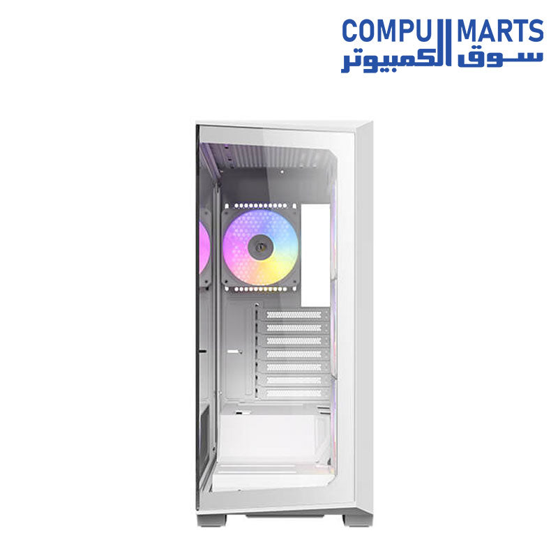 Antec C3 ARGB Mid-Tower ATX PC case with tempered glass side panel, 3 x 120mm ARGB front fans and 1 x 120mm rear fan included, optimized airflow, and liquid cooling support up to 360mm radiator.