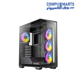 Antec C3 ARGB Mid-Tower ATX PC case with tempered glass side panel, 3 x 120mm ARGB front fans and 1 x 120mm rear fan included, optimized airflow, and liquid cooling support up to 360mm radiator.