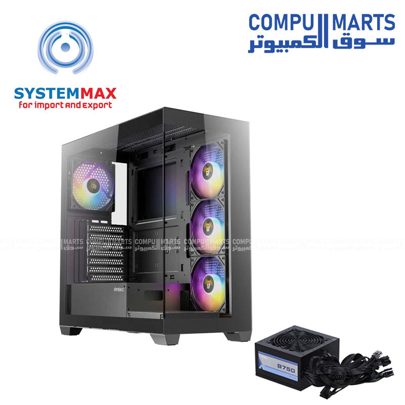 Antec CX300 ARGB Black + Antec Atom Power Supply - Case Antec CX300 4Fan ARGB BLACK+PSU Antec Atom B750 Bronze Certified