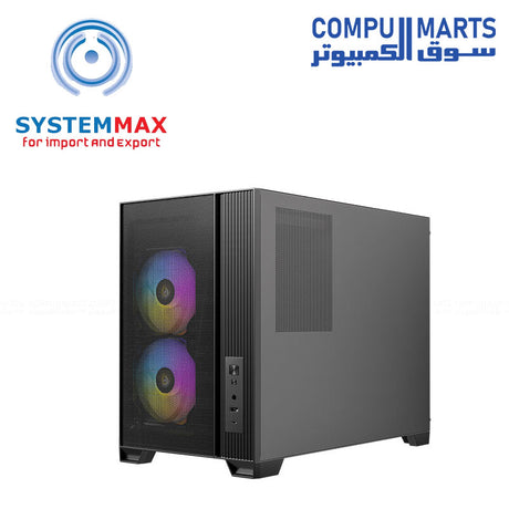 Antec FLUX M micro ATX gaming case tempered glass compact design ARGB fans high airflow USB-C
