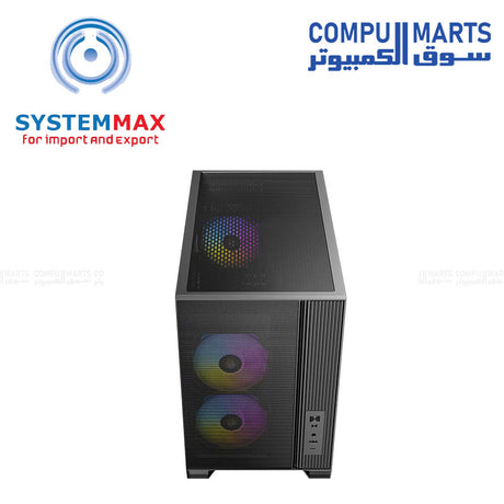 Antec FLUX M micro ATX gaming case tempered glass compact design ARGB fans high airflow USB-C
