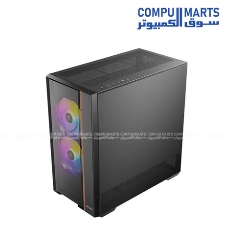 Antec FLUX REAR Mid Tower ATX Micro-ATX ITX USB-C 3.2 Gen2 10Gbps front panel tempered glass mesh airflow side view Egypt