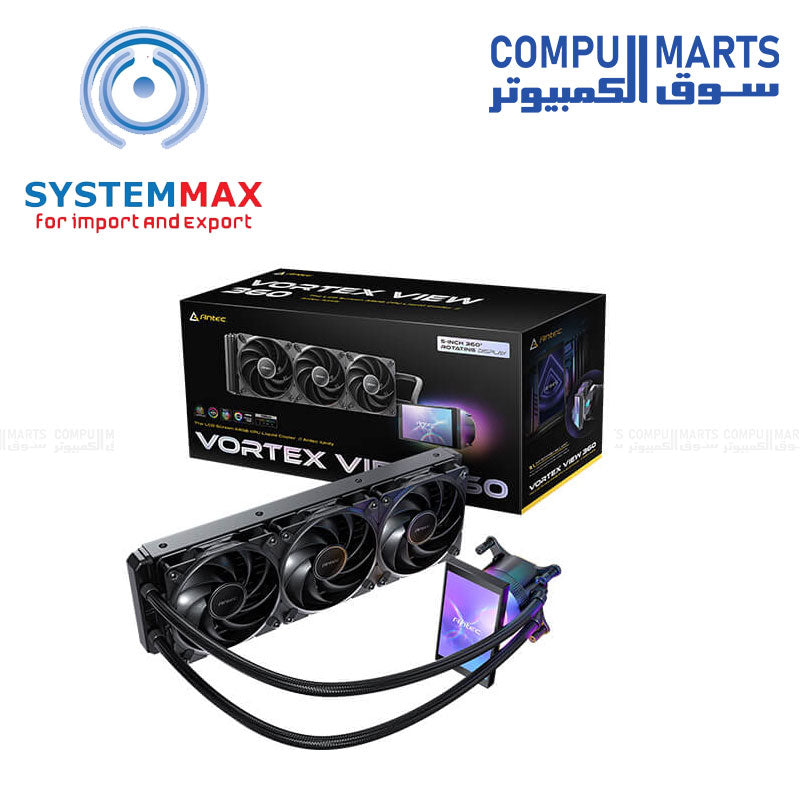 Antec VORTEX VIEW 360 ARGB Liquid CPU Cooler – 360mm Radiator, LCD Display, High Performance AIO