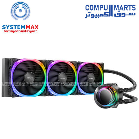 Antec Vortex 360mm ARGB Liquid CPU Cooler with triple fans and RGB lighting