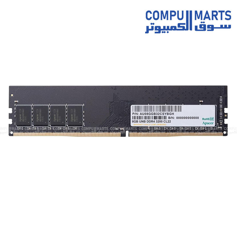 Apacer 8GB DDR4 3200MHz CL22 Desktop Memory Module AU08GGB32CSYBGH