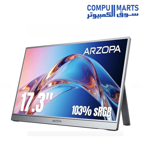 ARZOPA Z1C Plus 17.3" Portable Monitor 1080P FHD IPS Grey