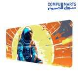 Astronaut 70x30cm extended gaming mouse pad with anti slip rubber base stitched edges and waterproof speed surface